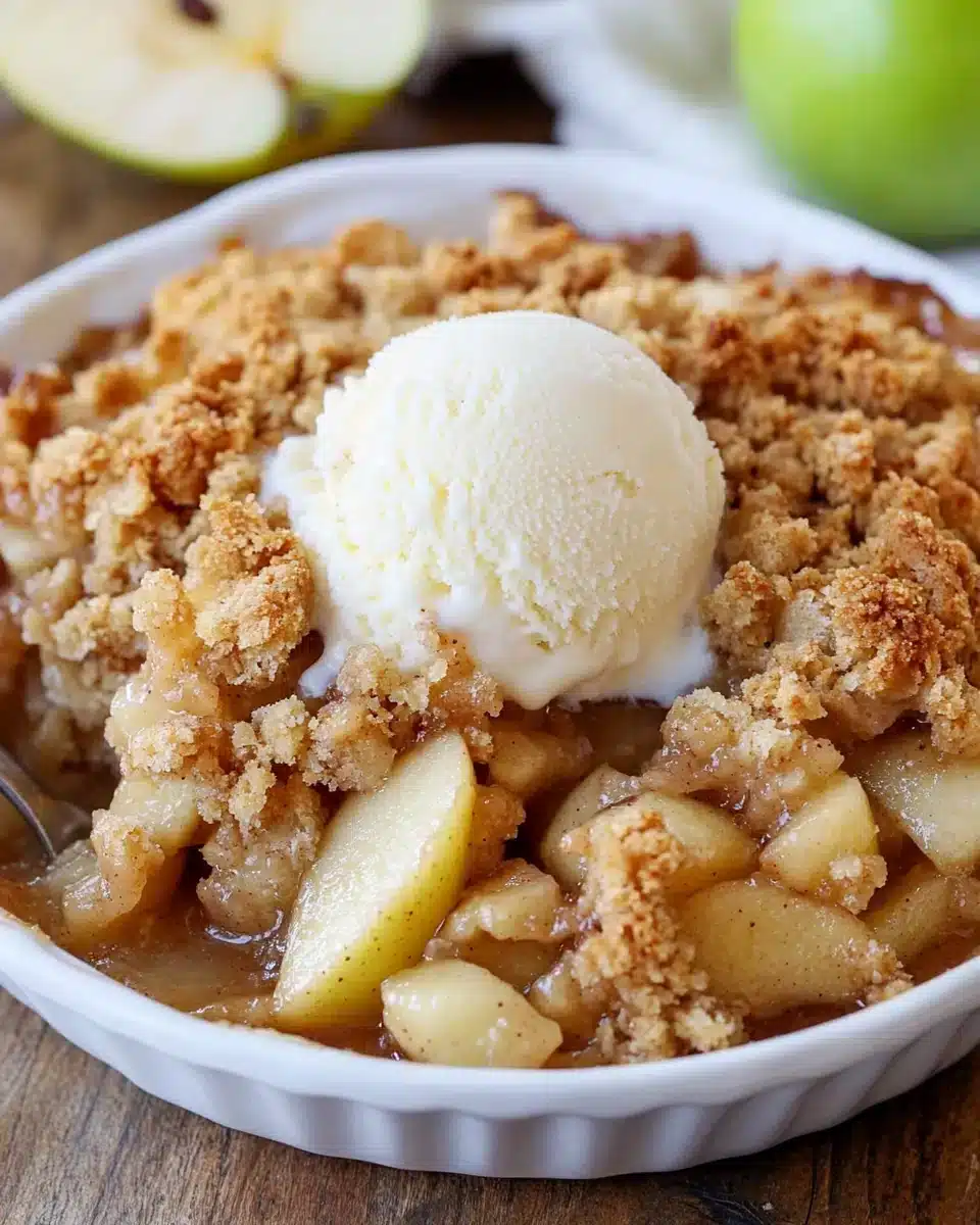 Apple Crumble Delight Delicious Apple Crumble with caramelized apples and ice cream