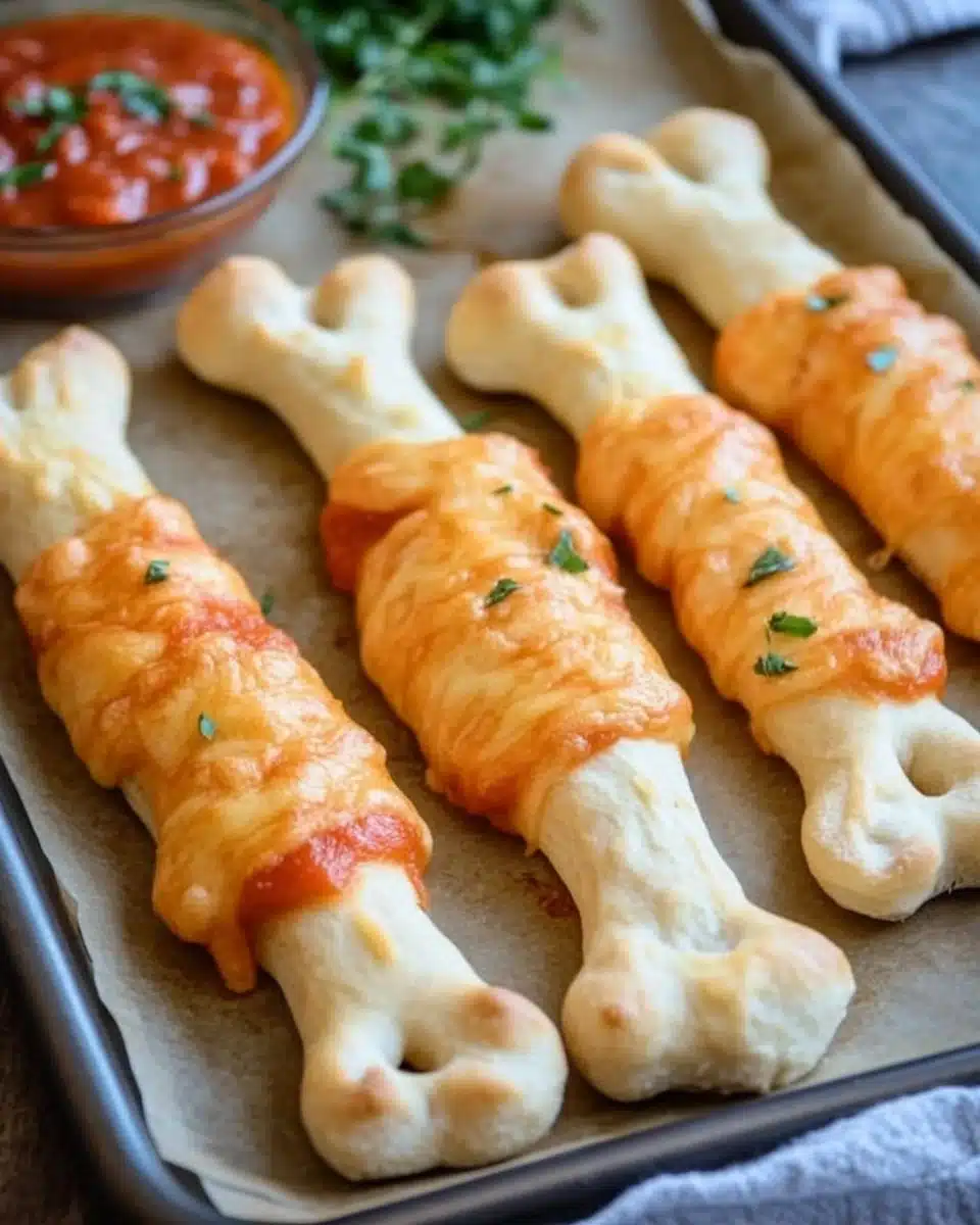 Cheesy Halloween Breadstick Bones