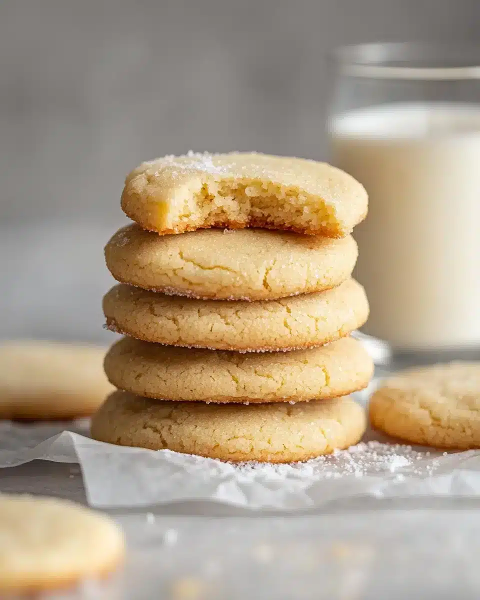 Chewy Sugar Cookies Stack Delicious stack of chewy sugar cookies ready for tasting.