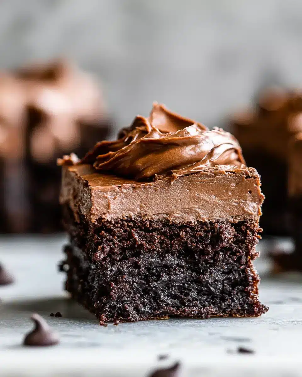 Chocolate Frosted Christmas Brownies with rich texture and creamy frosting.