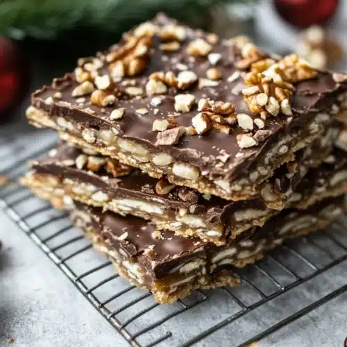 Delicious Christmas Crack with chocolate and nuts showcased beautifully.
