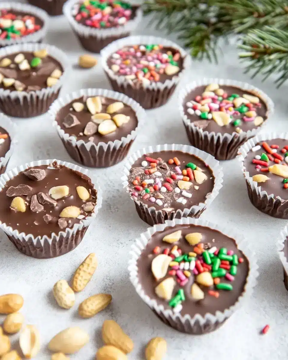 Delicious Christmas Crock Pot Candy Christmas Crock Pot Candy with festive decorations and peanuts.