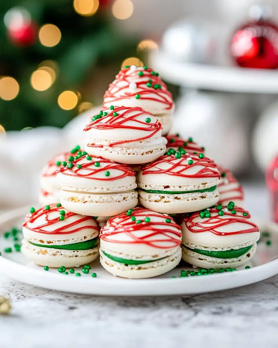 Christmas Tree Cake Macarons