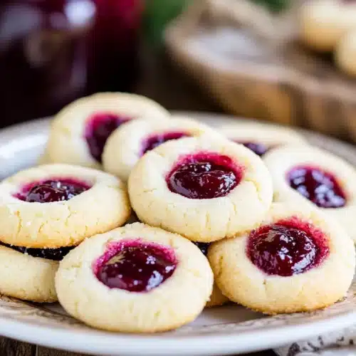 Delicious classic Thumbprint Cookies with jam centers for festive occasions.