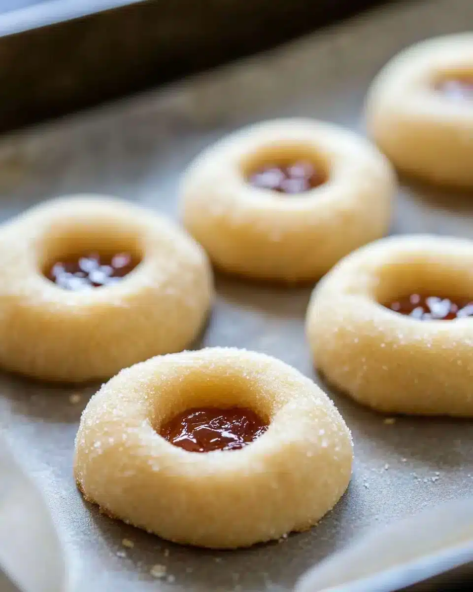 classic Thumbprint Cookies dough ready for jam filling