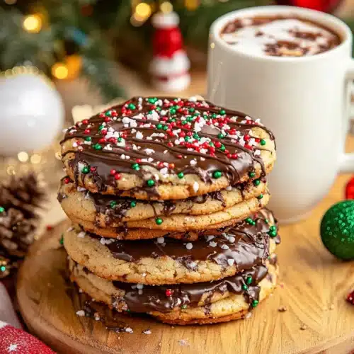 Crack Cookies: The Ultimate Christmas Treat 1 Delicious Crack Cookies stacked next to a mug of milk, perfect for Christmas.