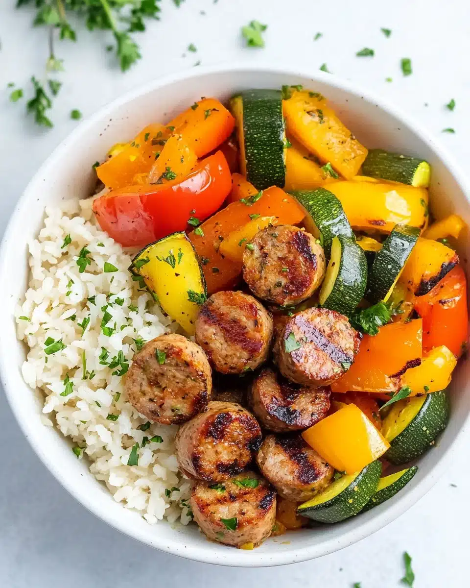 Easy Air Fryer Chicken Sausage and Veggies