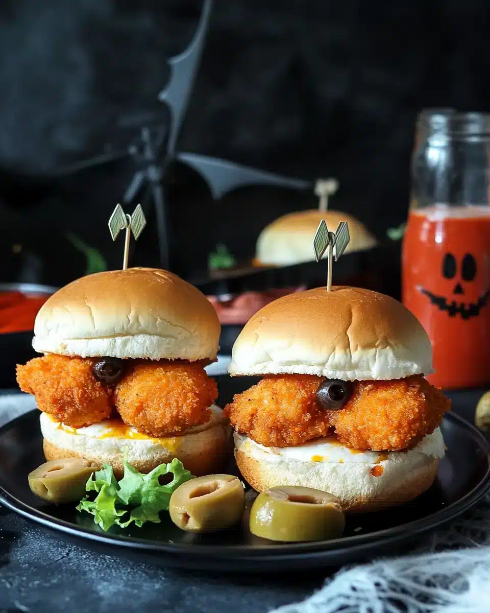 Halloween Chicken Parmesan Sliders Halloween Chicken Parmesan Sliders with monster features and olives