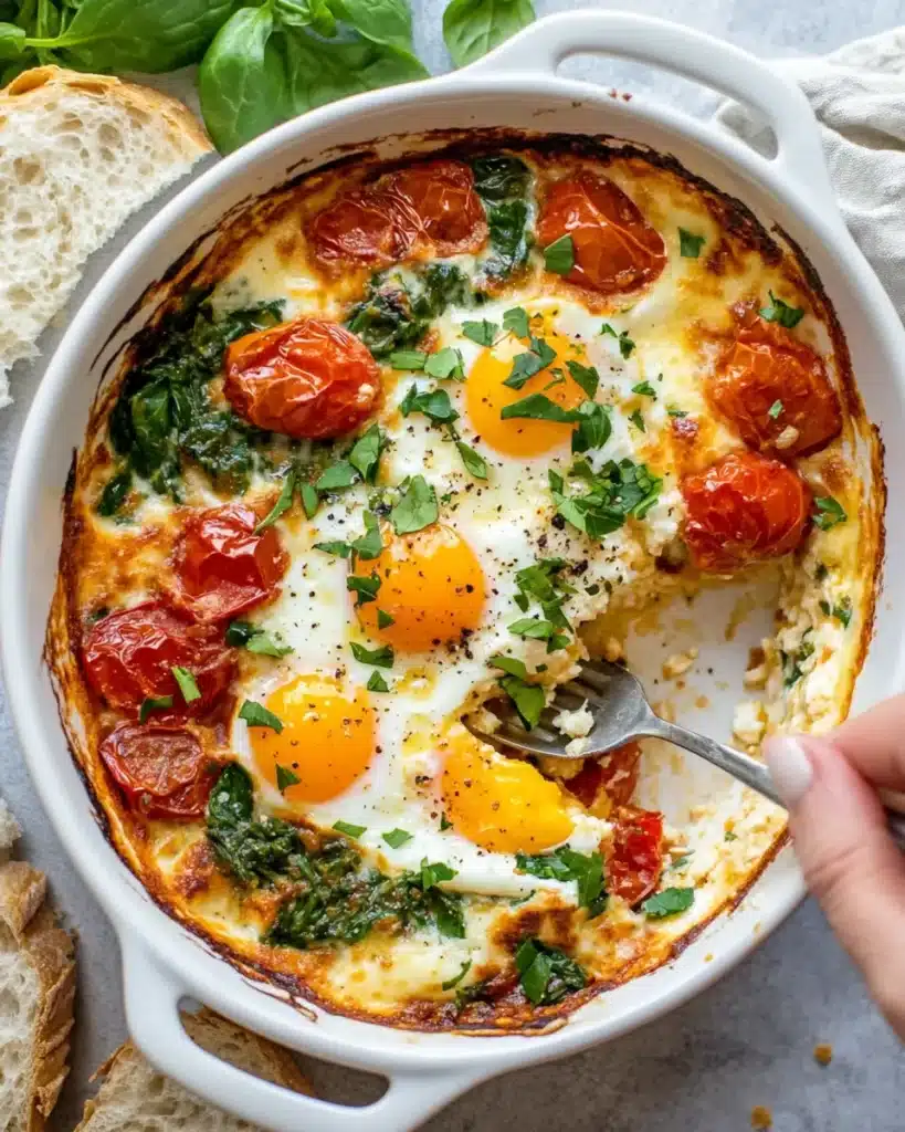 karaitatoszamilo A dish of Baked Feta Eggs with tomatoes and sp b6f97f8f 3ede 45da aa26 1dbee42807e8
