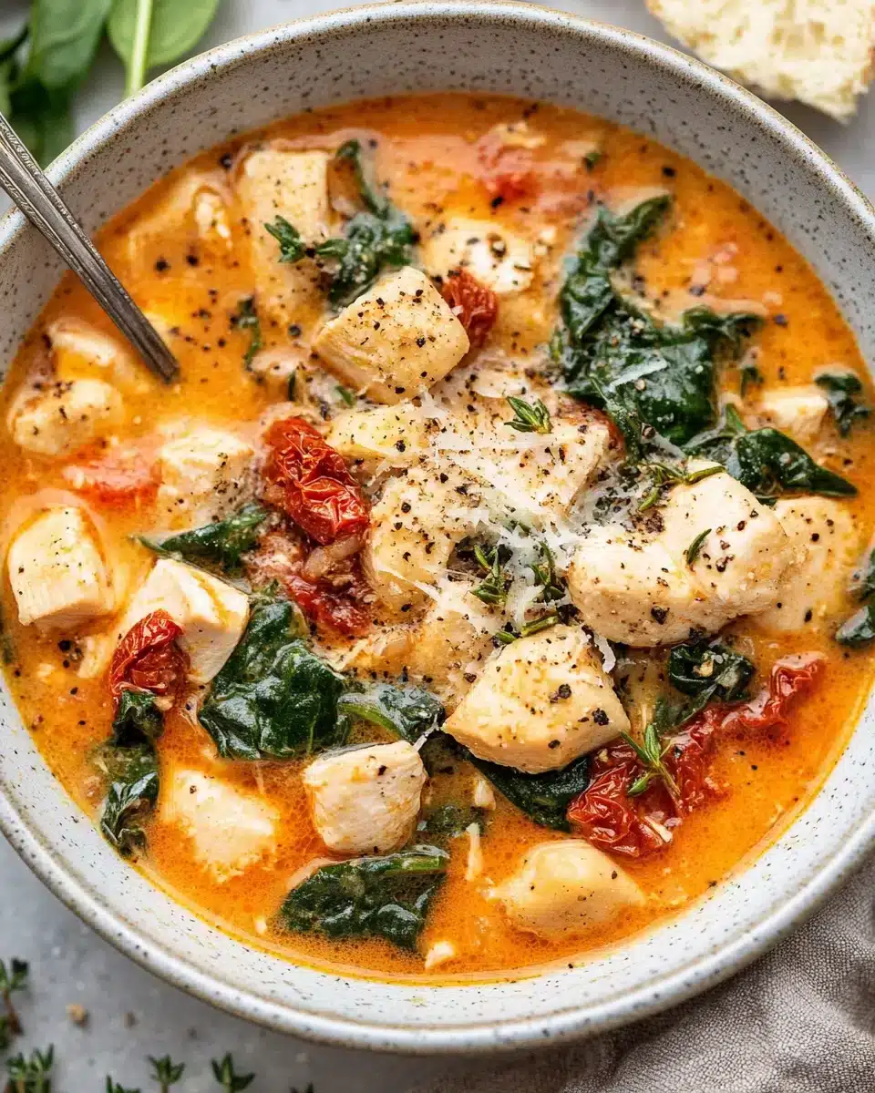 Marry Me Chicken Soup Delicious Marry Me Chicken Soup filled with chicken, spinach, and sun-dried tomatoes.