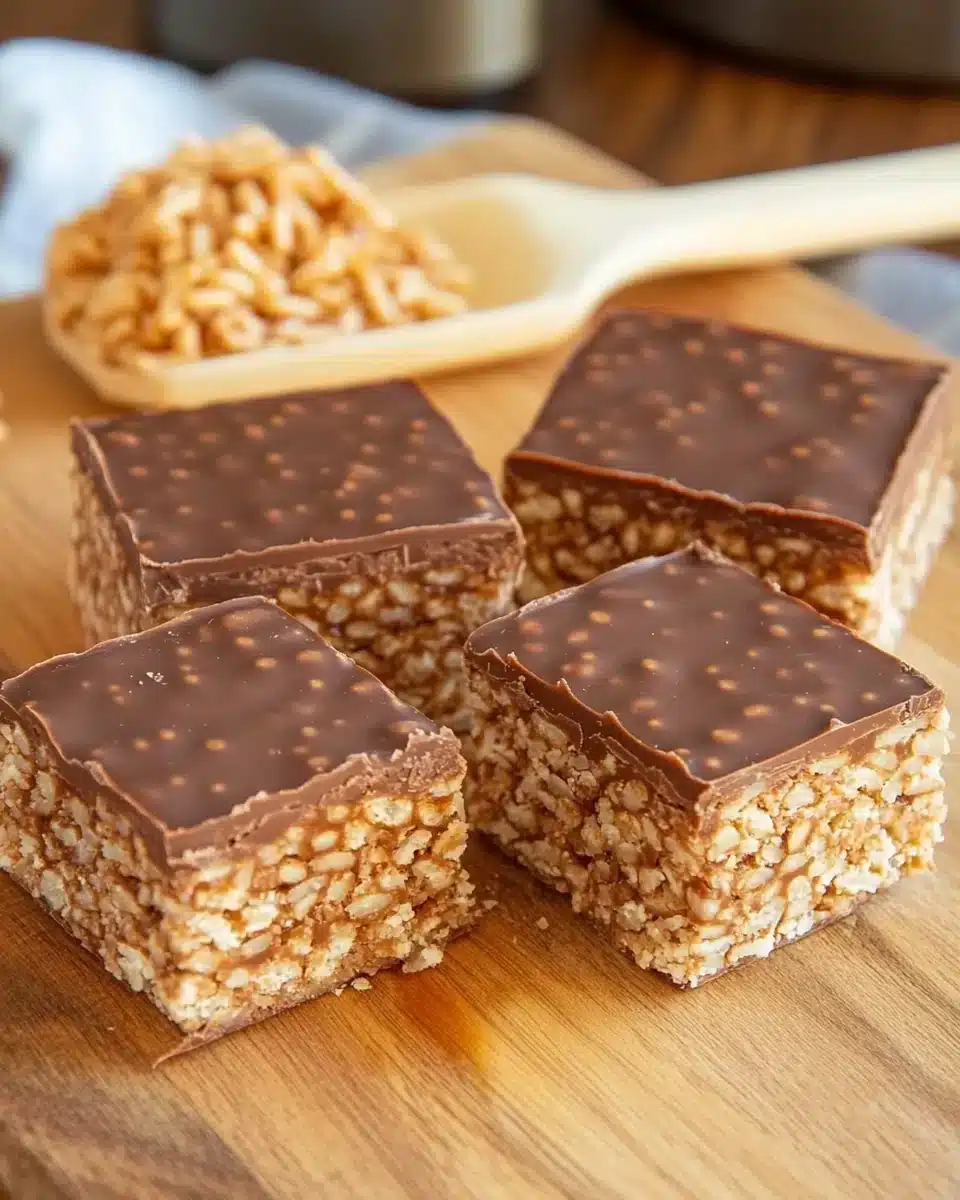 Delicious Mars Bar Holiday Squares, showcasing chocolatey layers and crispy rice texture.