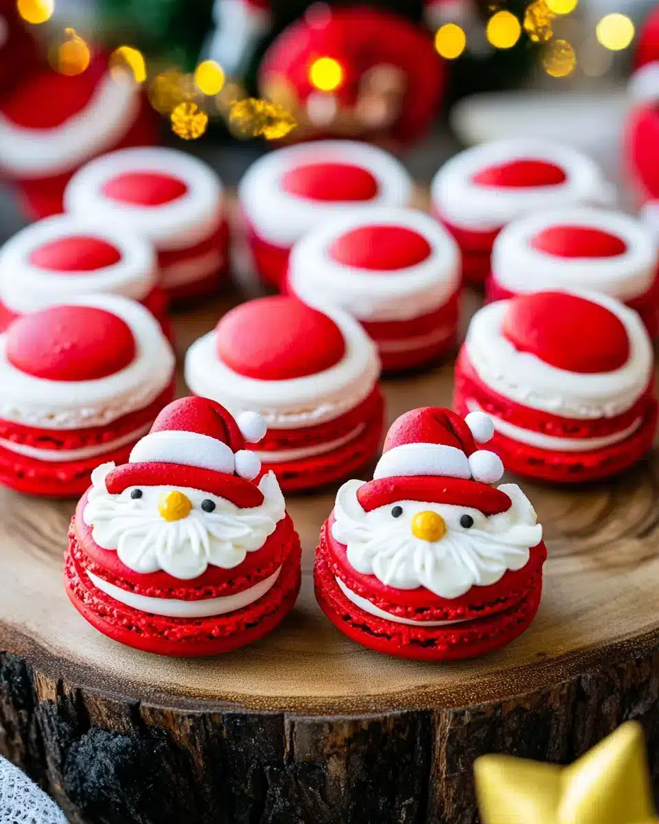 Delightful Santa Claus Macarons perfect for festive celebrations.