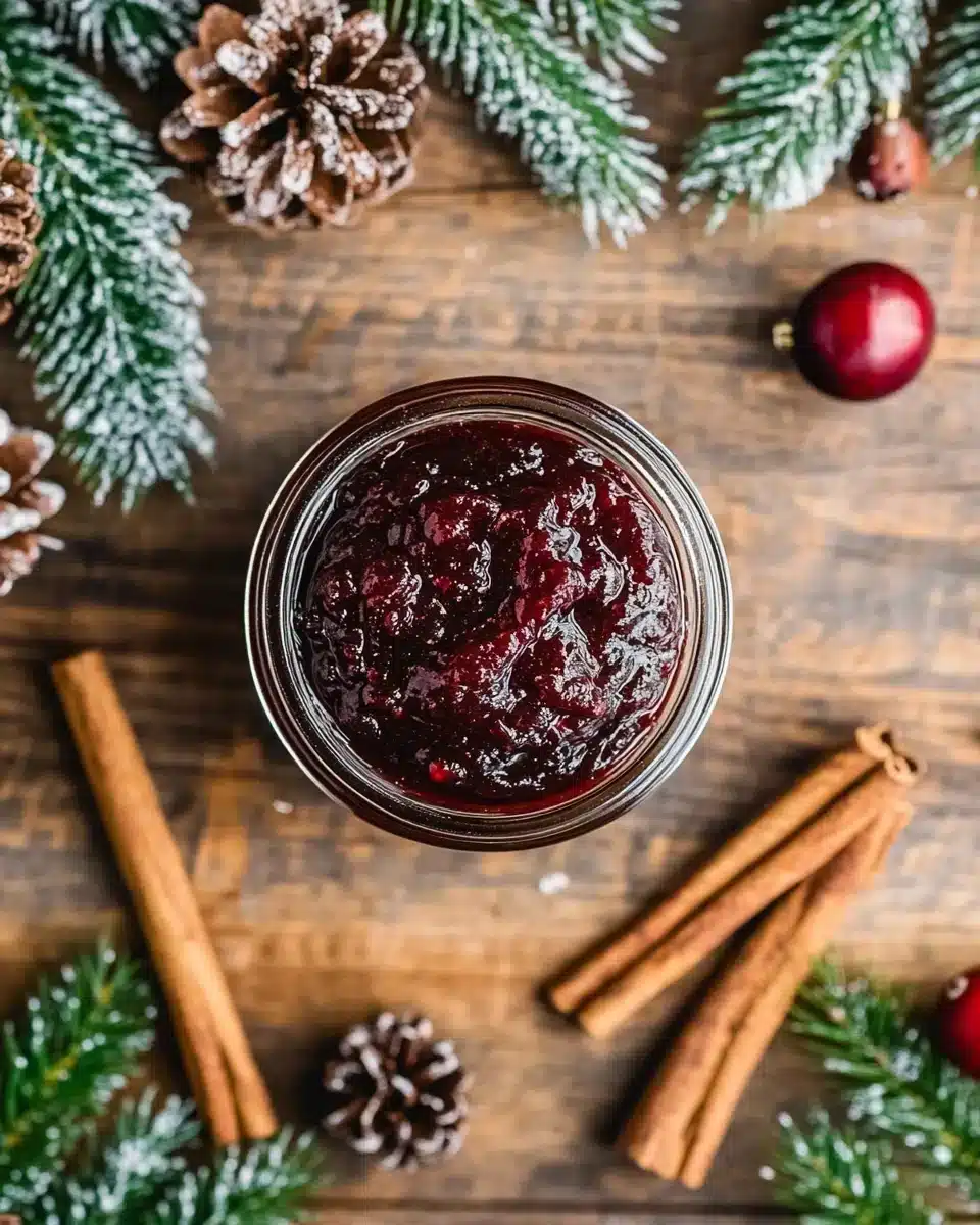 Slow Cooker Christmas Jam Delicious Slow Cooker Christmas Jam in jars with rustic decor.