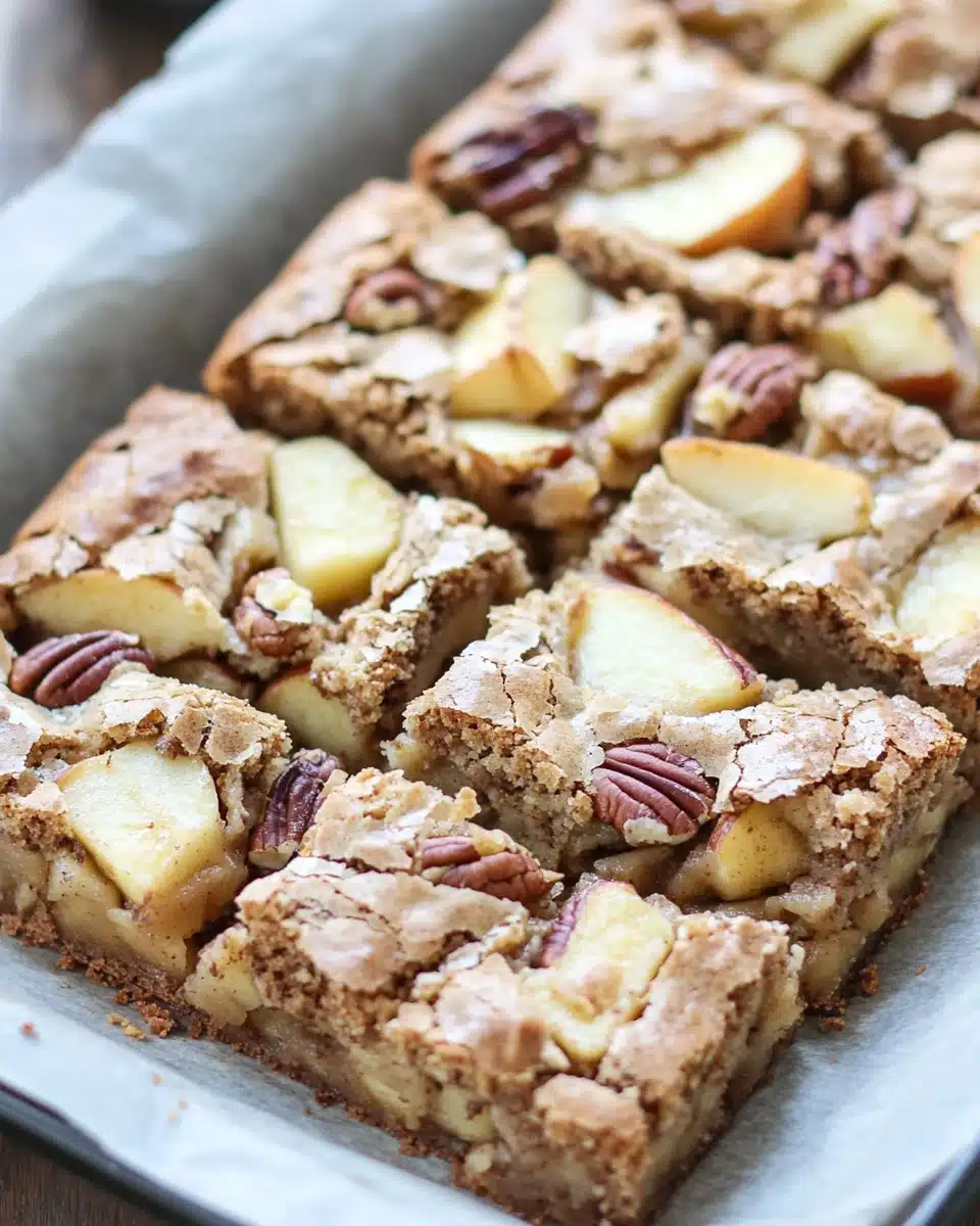 Delicious Apple Brownies with chunks of apple and pecans