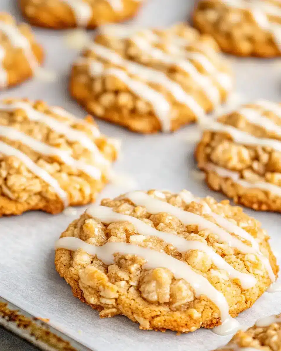 Apple Crisp Cookies: Warm & Delicious Delicious apple crisp cookies ready to enjoy, featuring soft apples and cinnamon.