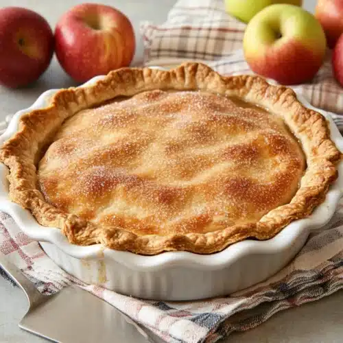 Delicious apple pie with flaky crust and spiced filling, perfect for any occasion.