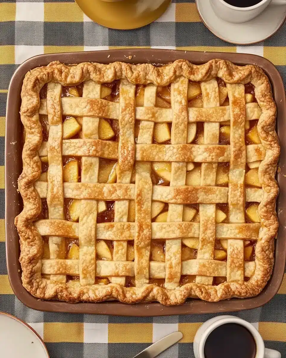 Delicious Apple Slab Pie ready to serve, perfect for gatherings.
