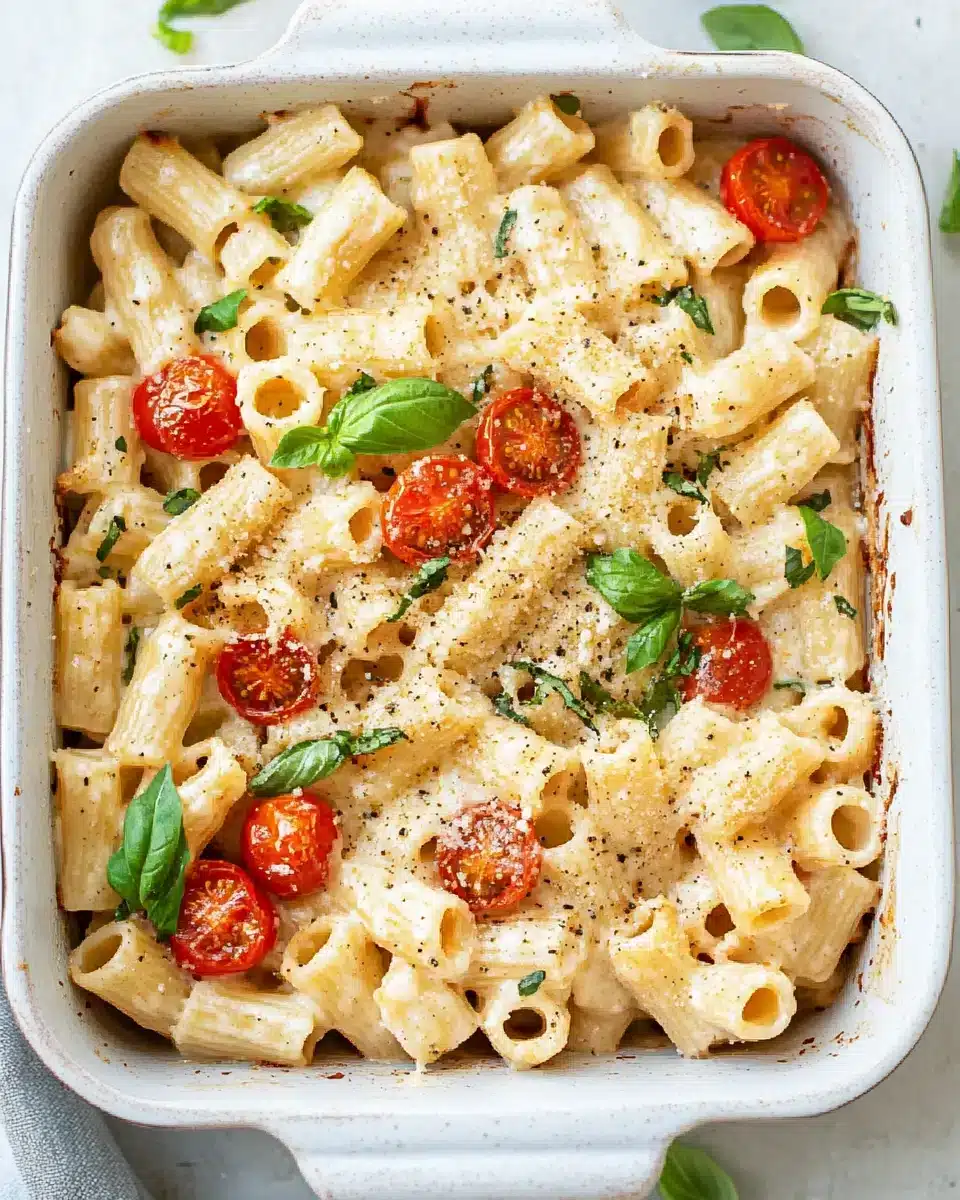 Baked Feta Pasta Dish Delicious Baked Feta Pasta featuring creamy sauce and cherry tomatoes.