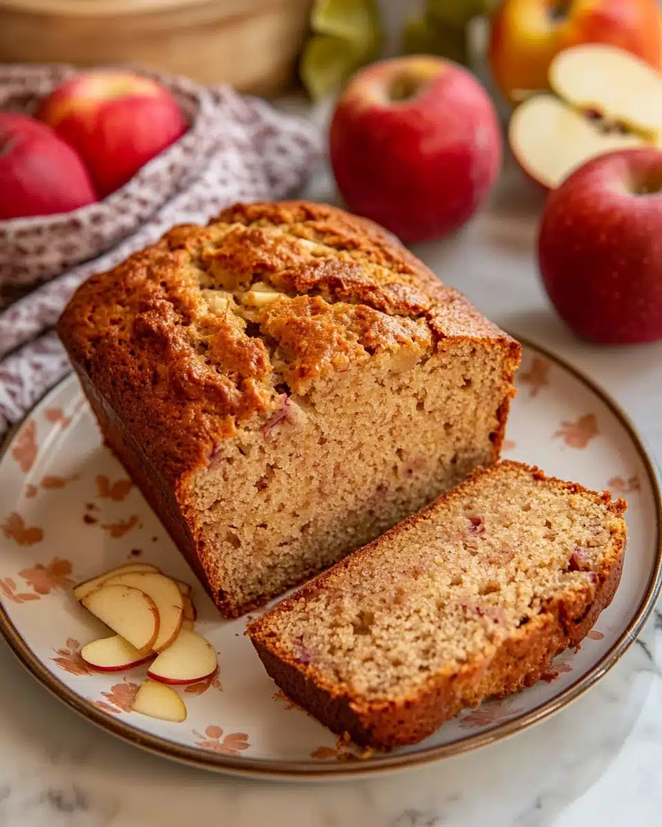 Freshly baked Best Homemade Apple Bread with apples, perfect for breakfast.