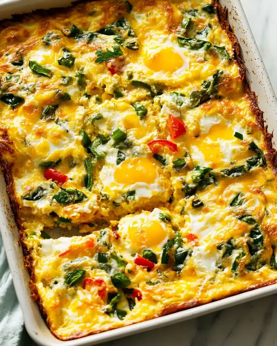 Delicious Breakfast Casserole dish with eggs and sausage