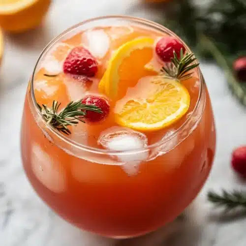 Refreshing Breakfast Punch with fruits and ginger ale served in a punch bowl