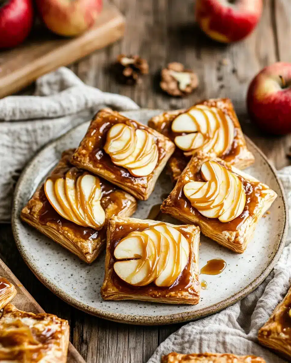 Caramel Apple Puff Pastries Delicious Caramel Apple Puff Pastries ready to be enjoyed.