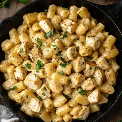 Delicious Creamy Garlic Parmesan Chicken Pasta ready to serve.