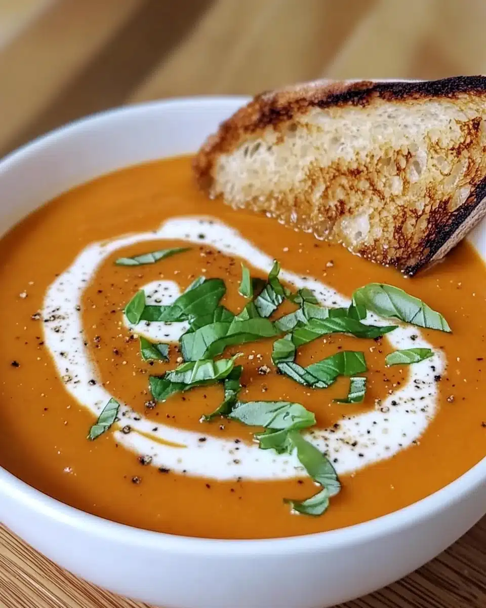 Creamy Roasted Tomato and Red Pepper Soup