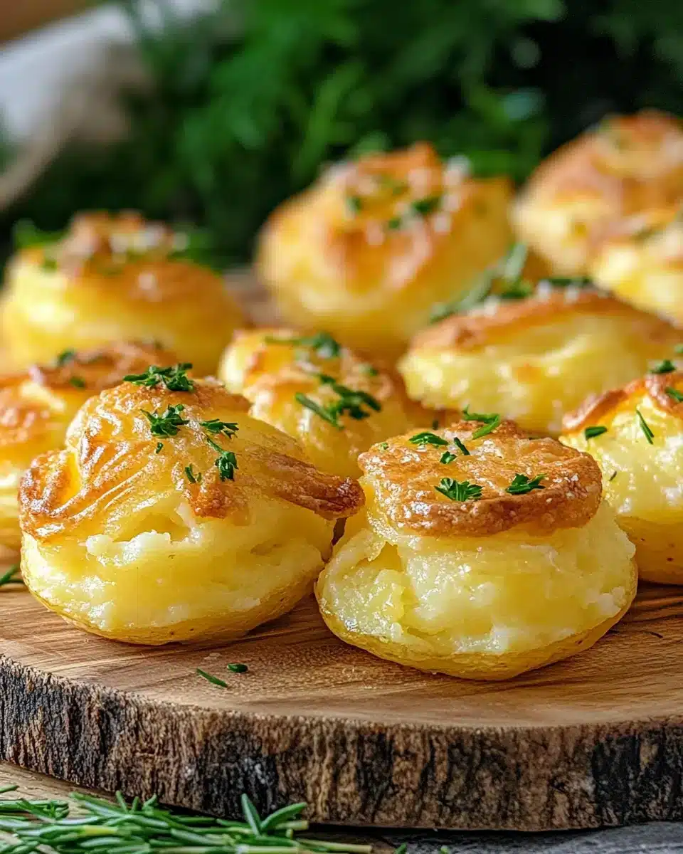 Elegant Duchess Potatoes Delicious Duchess Potatoes garnished with herbs and cheese.