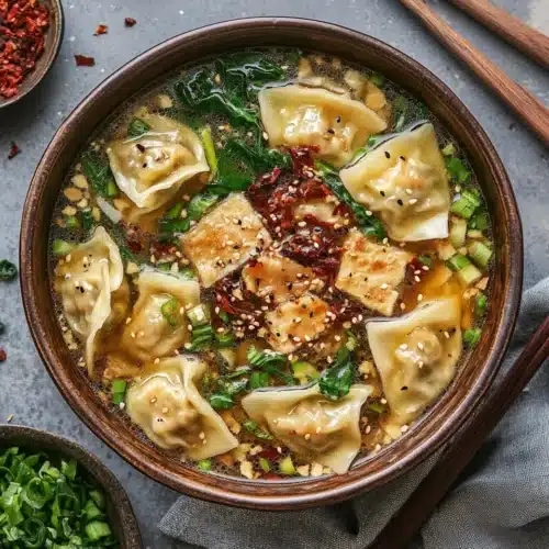 Easy Potsticker Soup Recipe 1 Delicious Easy Potsticker Soup Recipe for Comfort Food Lovers in a cozy bowl.