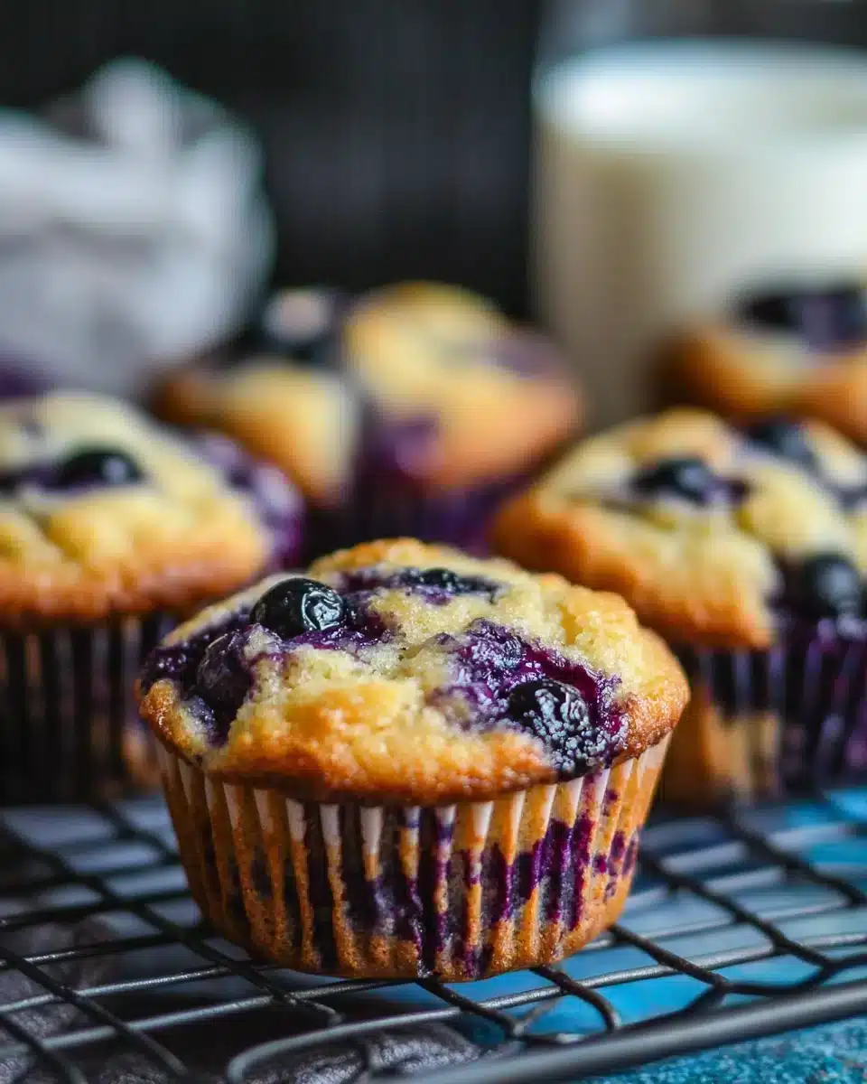 Greek Yogurt Blueberry Protein Muffins Delicious Greek Yogurt Blueberry Protein Muffins on a wire rack
