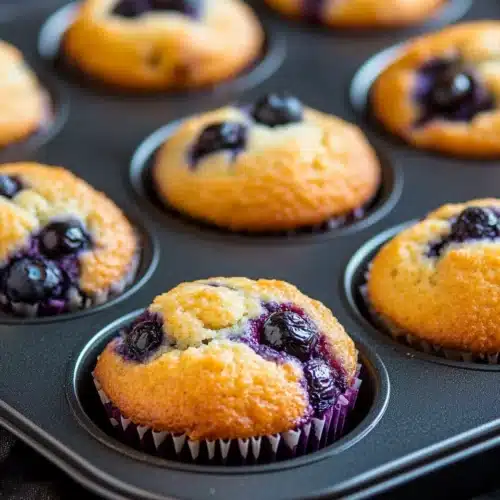 Greek Yogurt Blueberry Protein Muffins 1 Delicious Greek Yogurt Blueberry Protein Muffins in a tray