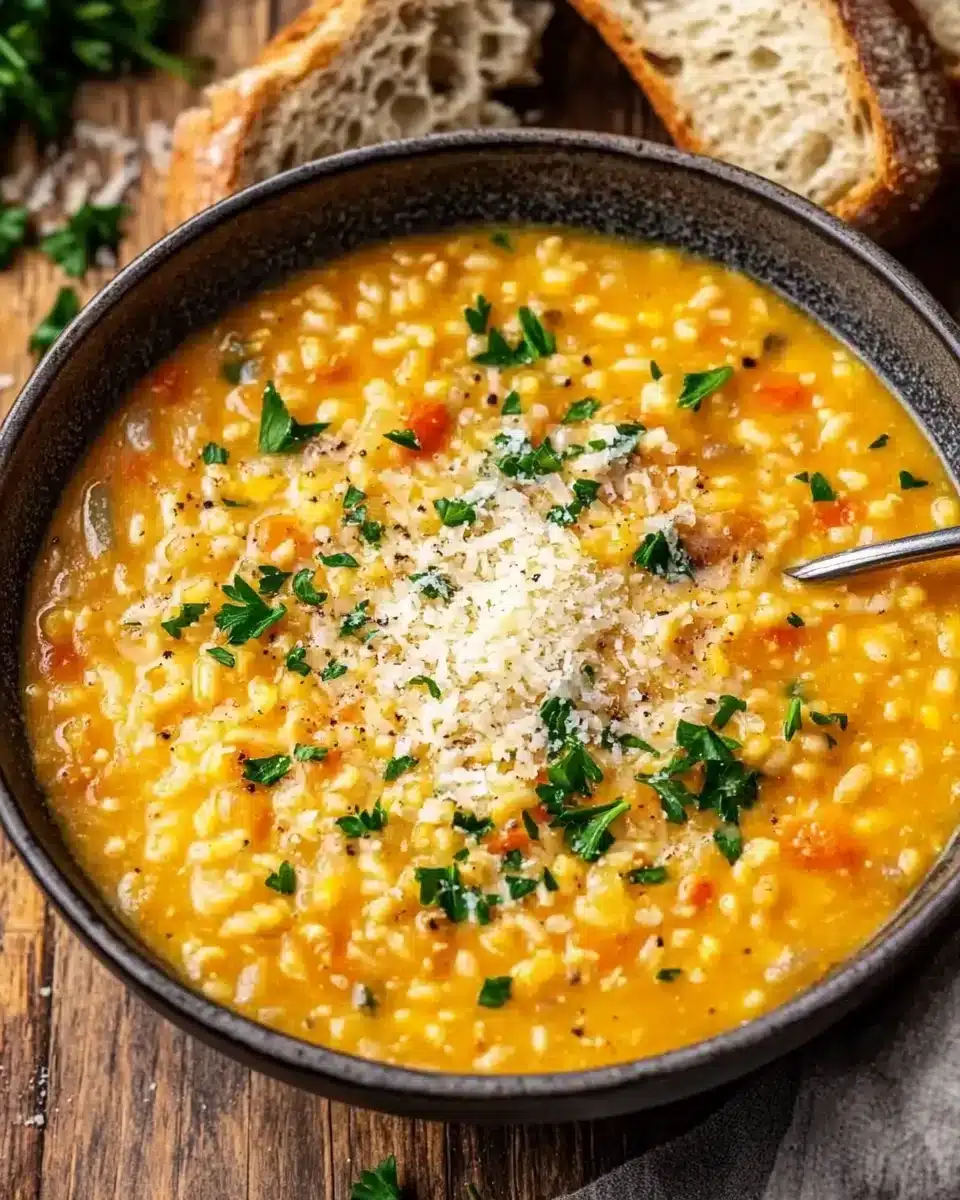 Delicious Italian Penicillin Soup served with crusty bread, perfect for cozy meals.