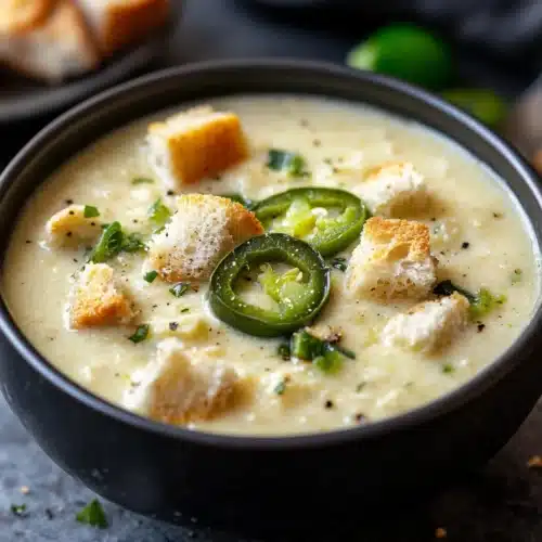 Delicious Jalapeño Popper Soup with creamy texture and toppings.