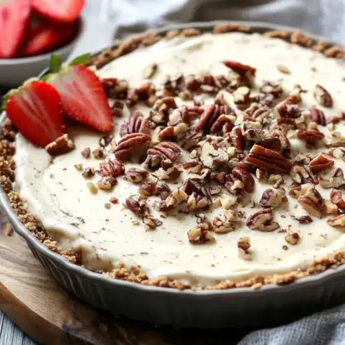 Keto Butter Pecan Ice Cream Pie with a crunchy pecan crust and rich filling.