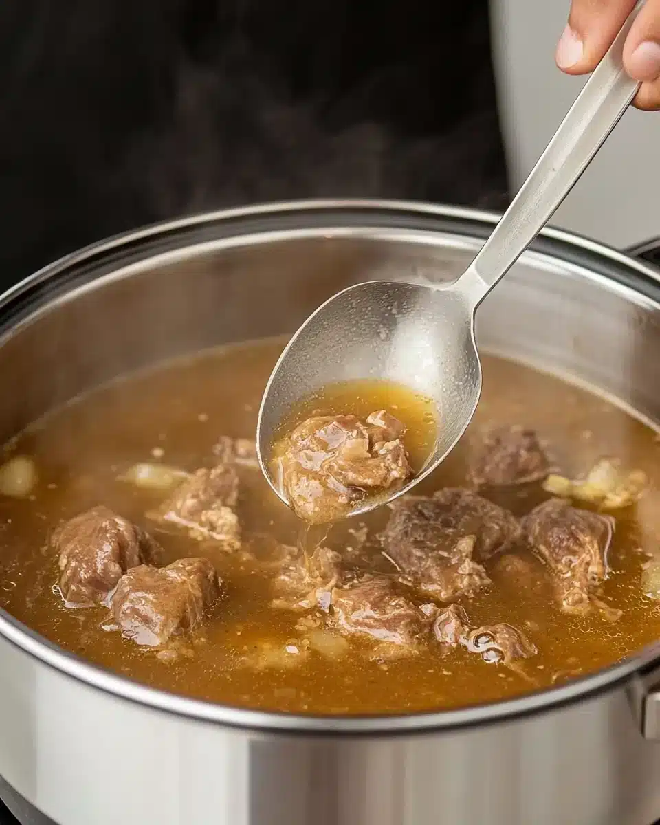 Nigerian Pepper Soup in a pot showcasing its rich broth and tender meat.
