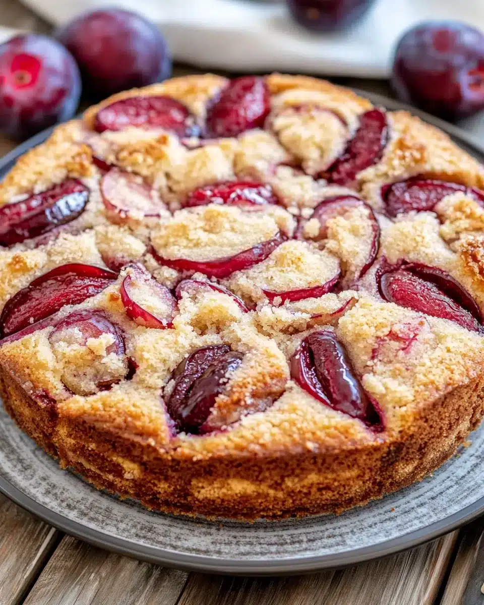 Delicious plum cake recipe with juicy plums and a fluffy base.