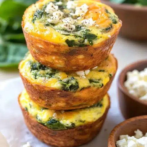 Delicious spinach egg muffins with feta, a perfect breakfast option.