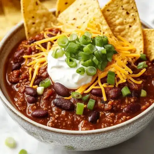 The Best Chili Recipe served with cheese and sour cream.