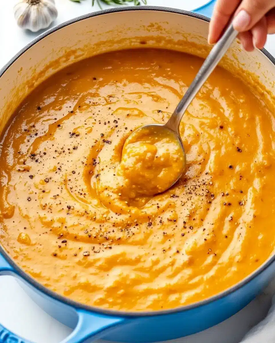 Turkish Lentil Soup in a Blue Pot Delicious Turkish Lentil Soup in a blue pot.
