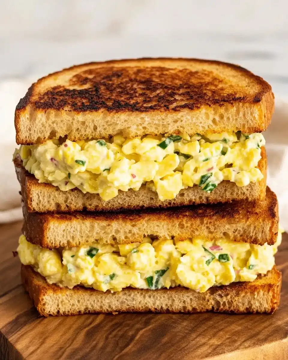 Warm Egg Salad Sandwiches on Buttered Grilled Bread