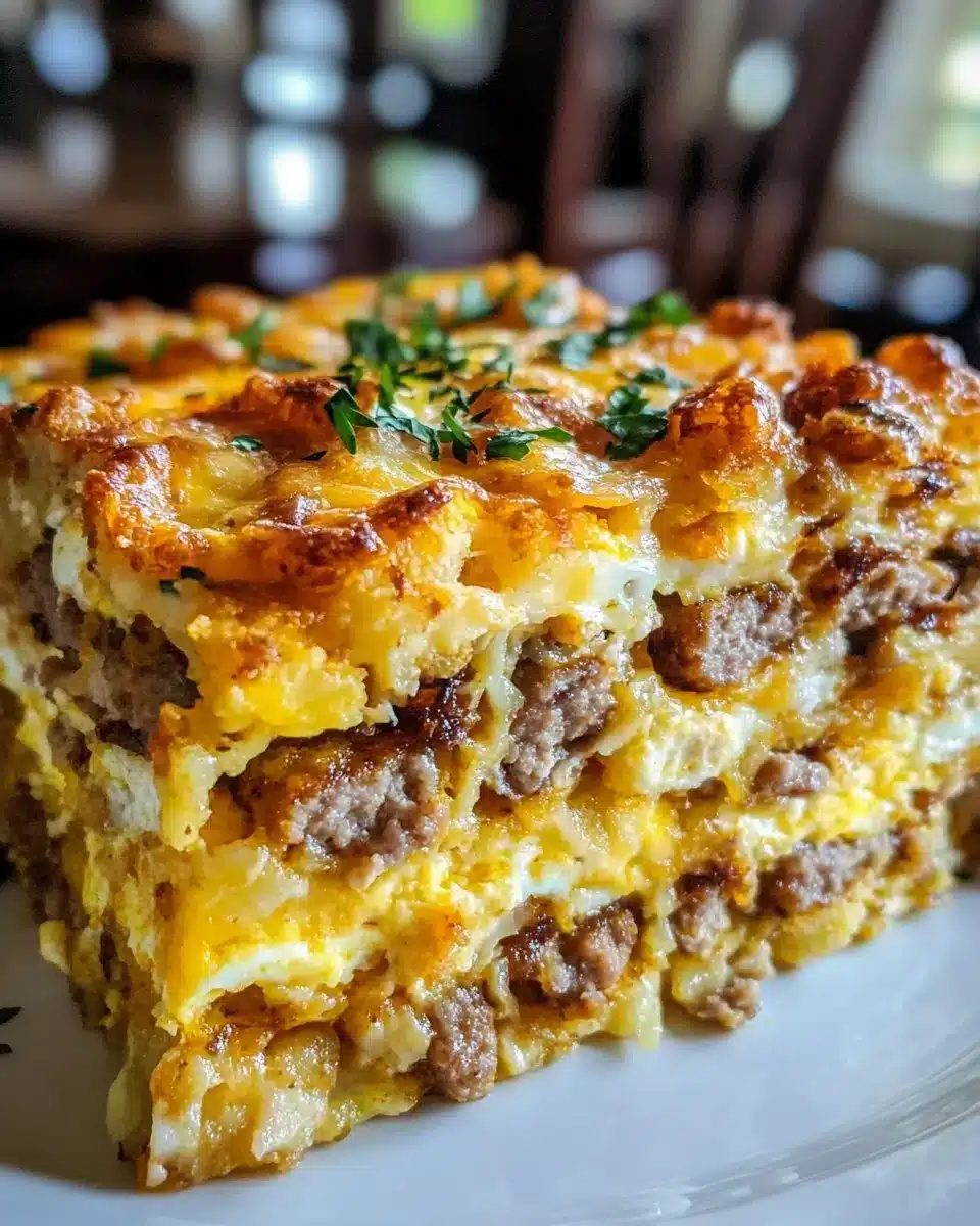 Amazing 12-Egg Tater Tot Breakfast Casserole Delicious Amazing 12-Egg Tater Tot Breakfast Casserole on a plate