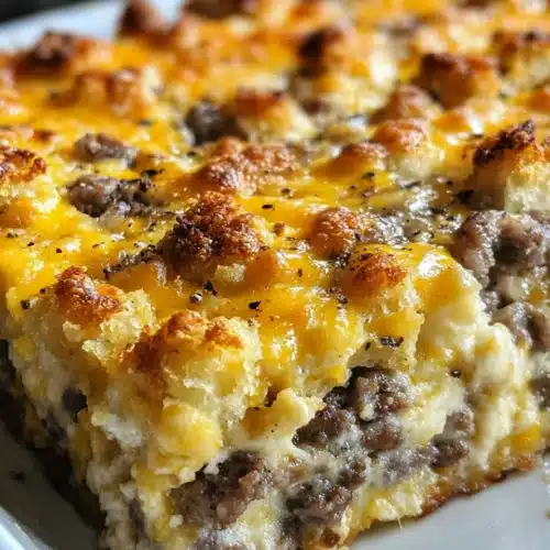 Amazing 12-Egg Tater Tot Breakfast Casserole 1 Amazing 12-Egg Tater Tot Breakfast Casserole with crispy cheese and sausage layers.