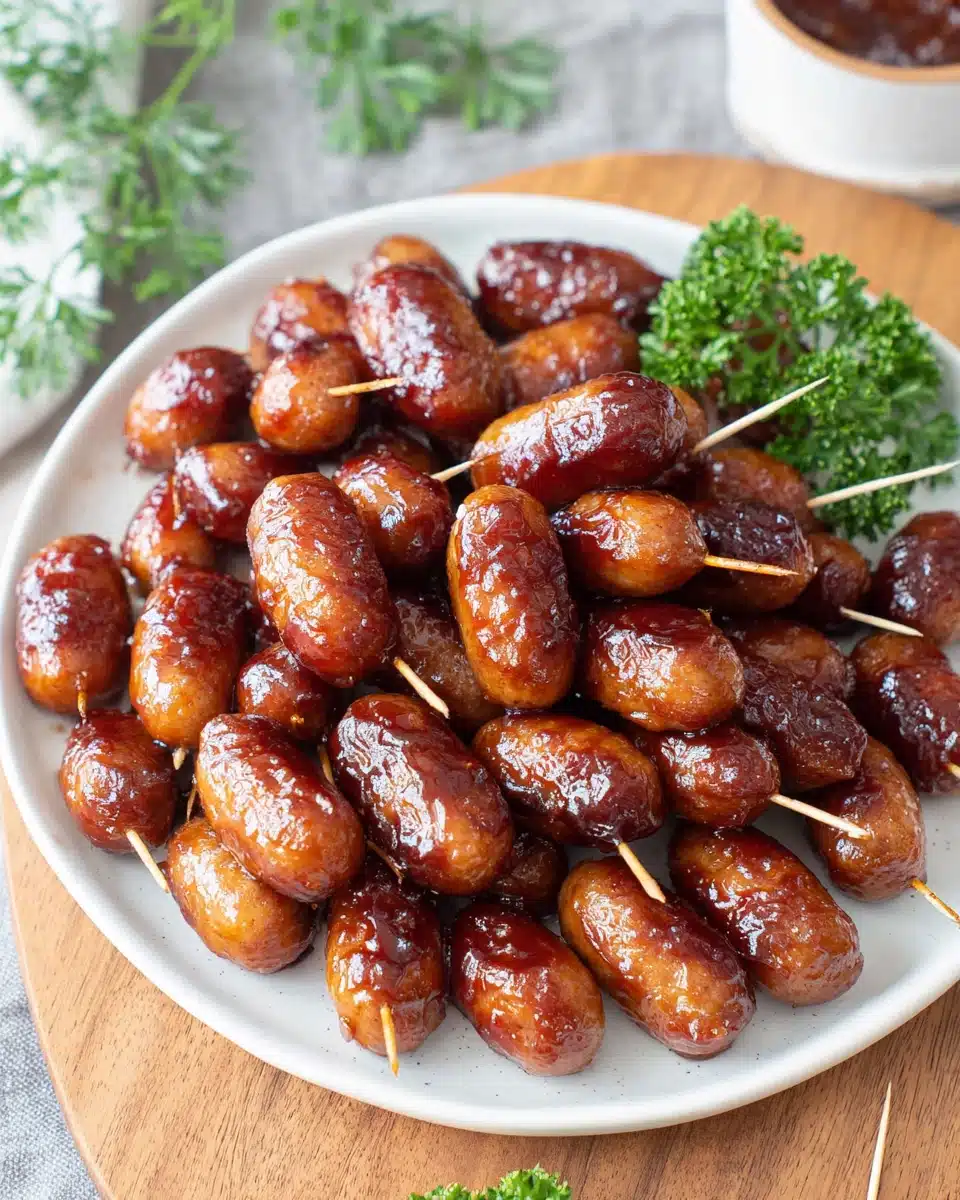 Savory BBQ sausage bites, an ideal party food.