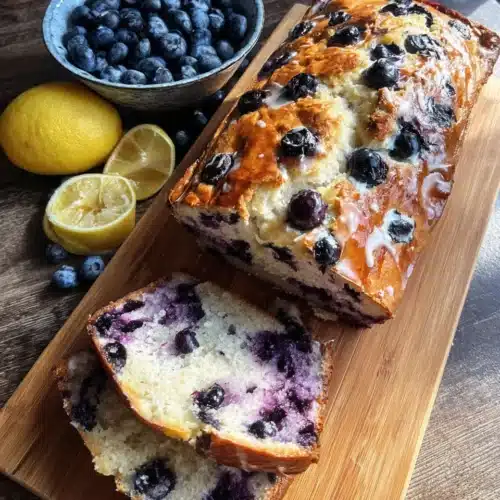 Delicious blueberry lemon sourdough bread fresh from the oven.