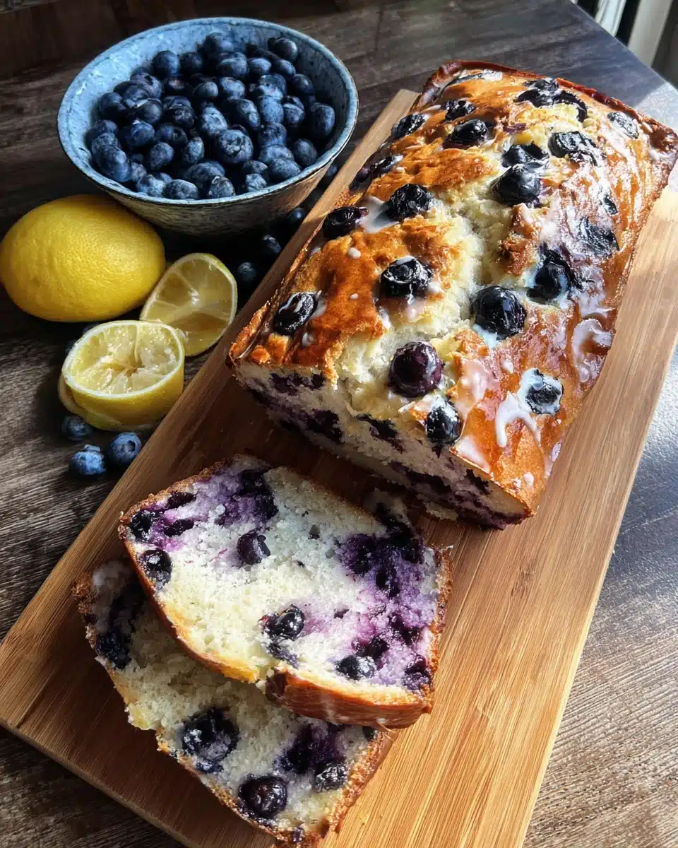 Delicious blueberry lemon sourdough bread fresh from the oven.