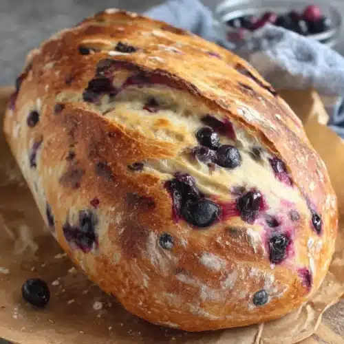 Delicious blueberry sourdough loaf, a perfect breakfast treat.