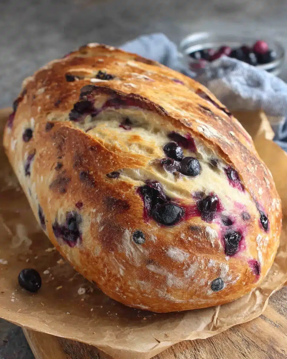 Delicious blueberry sourdough loaf, a perfect breakfast treat.