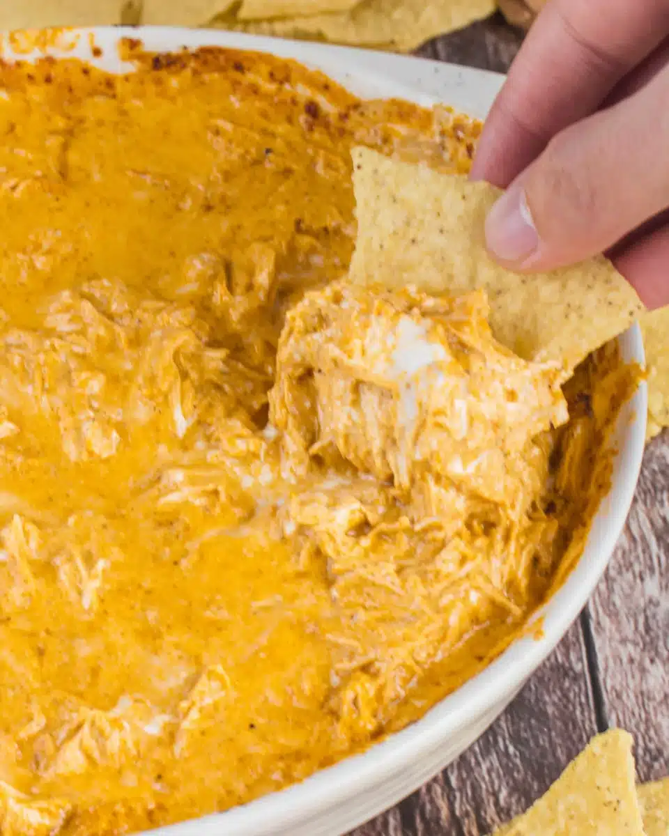 Delicious buffalo chicken dip perfect for parties