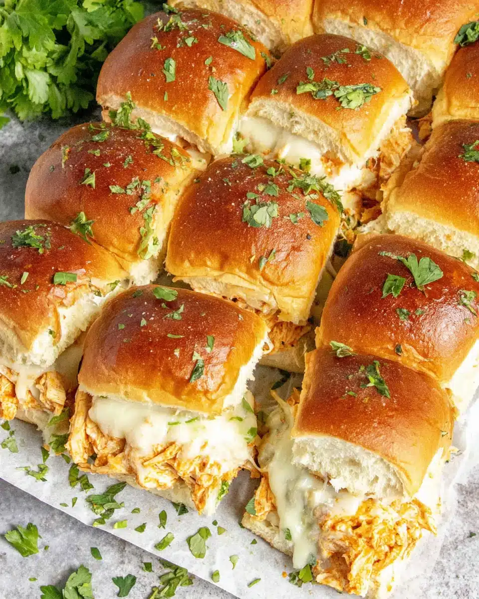 Delicious buffalo chicken sliders perfect for gatherings.